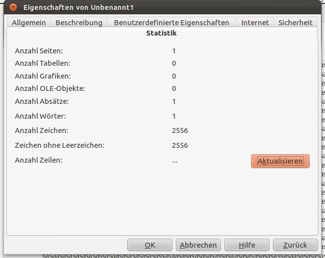 Zeichen in LibreOffice zählen